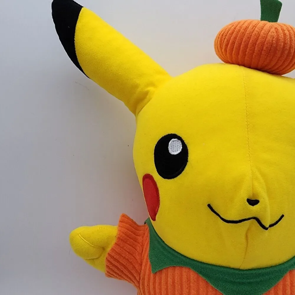 Pikachu Pokemon Halloween Pumpkin Plush 16” Red Cheeks Jack-O-Lantern Toy 2022